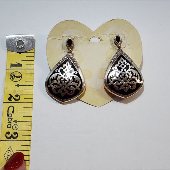 Brighton black enamel and crystal large statement earrings - Picture 4 of 5